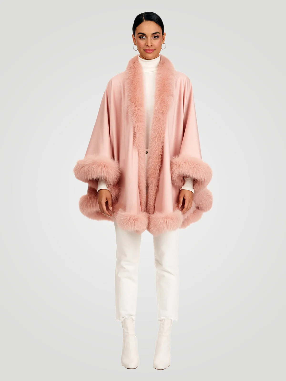 Cashmere Cape with Fox Trim