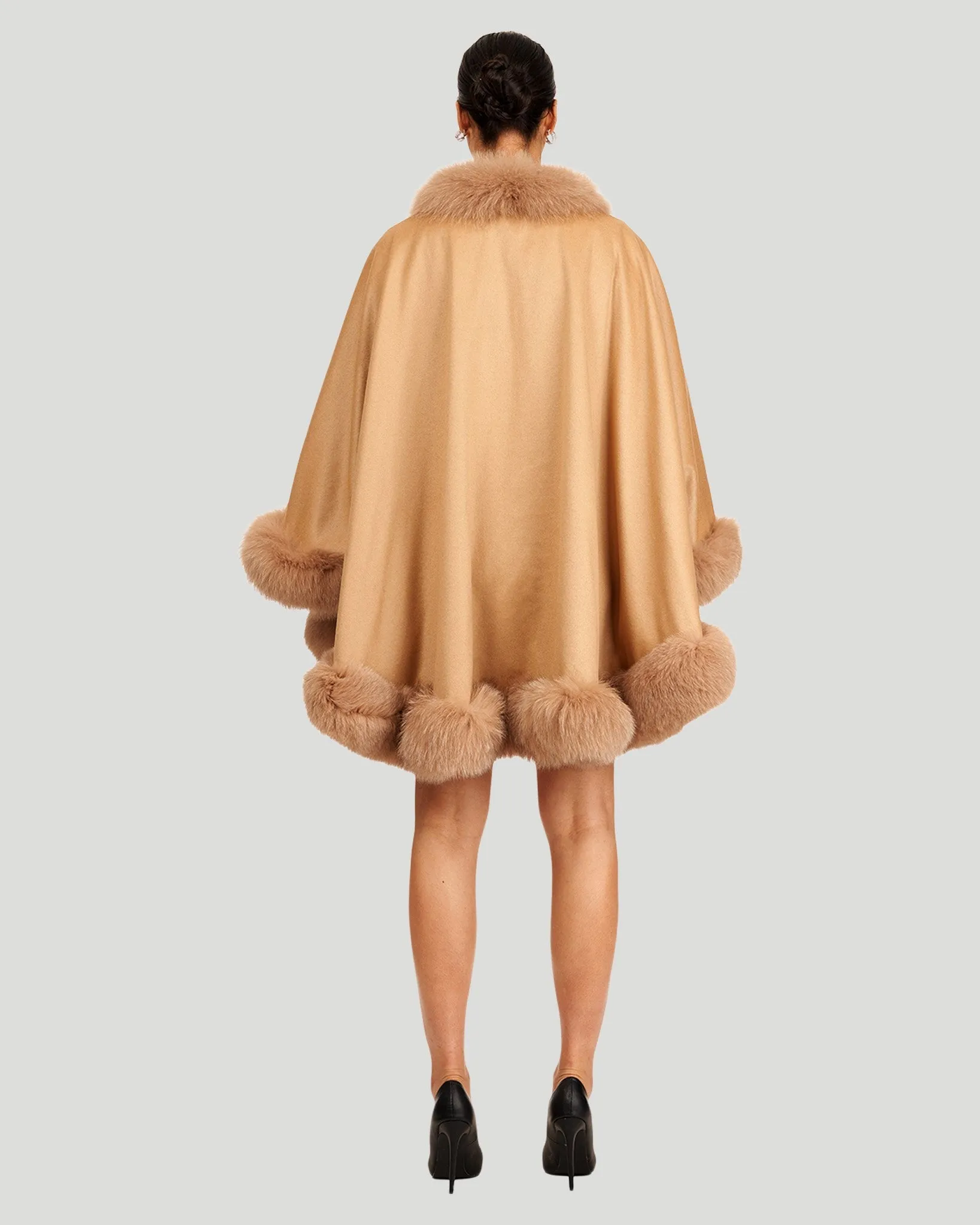 Cashmere Cape with Fox Trim