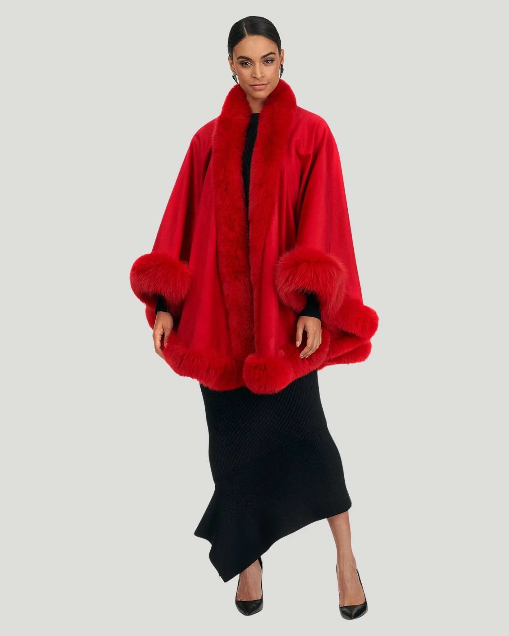 Cashmere Cape with Fox Trim