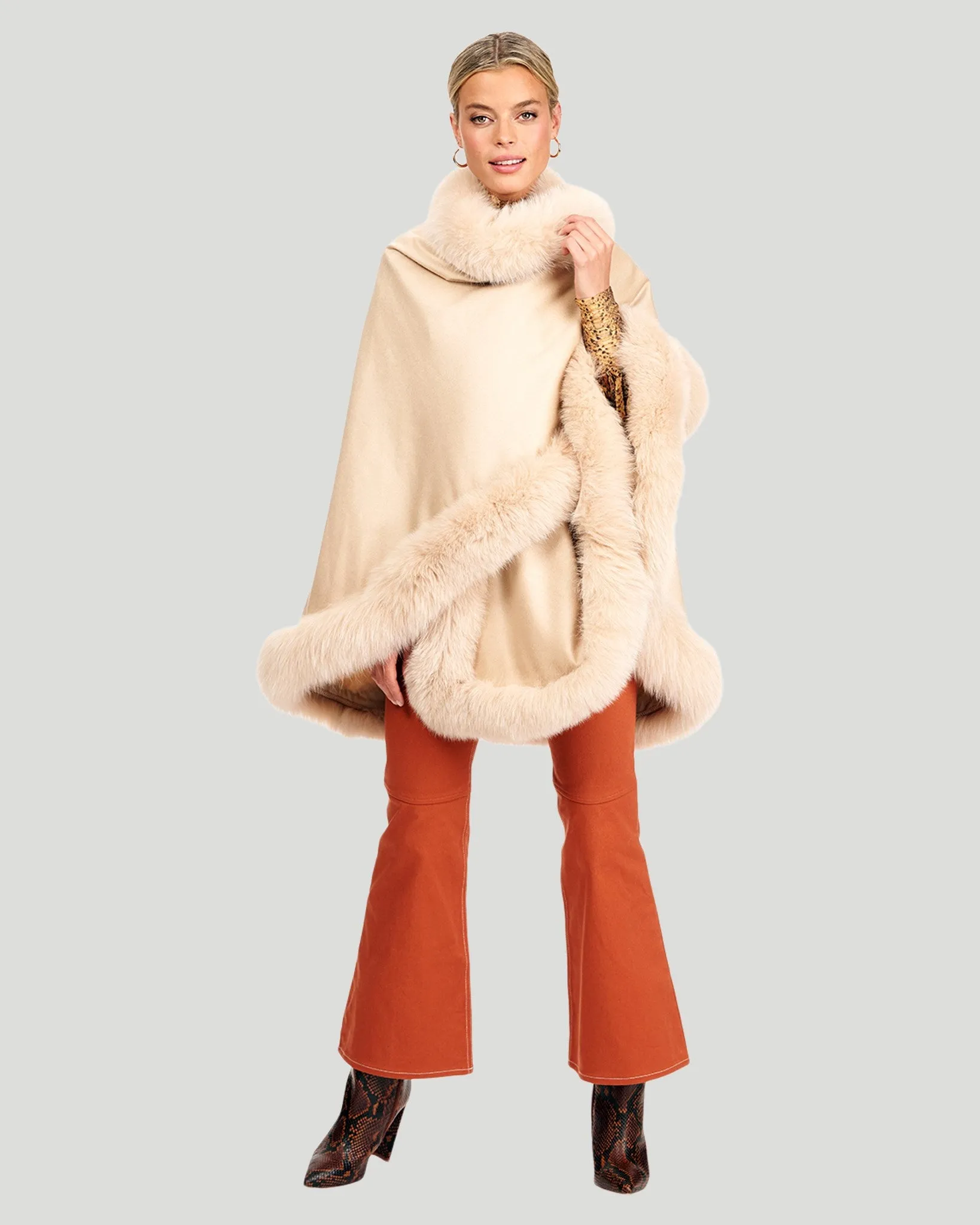 Cashmere Cape with Fox Trim