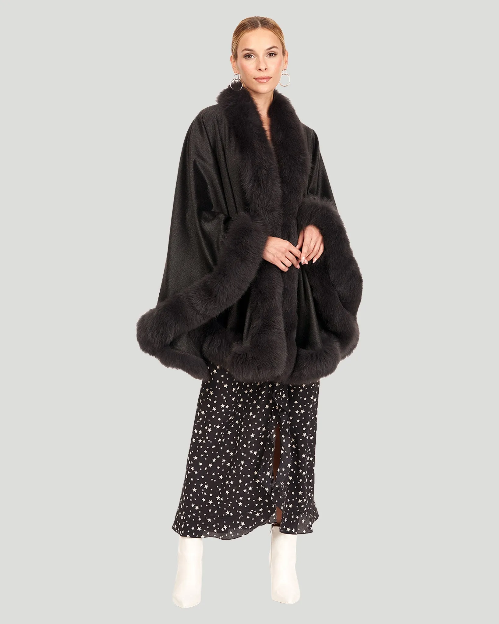 Cashmere Cape with Fox Trim