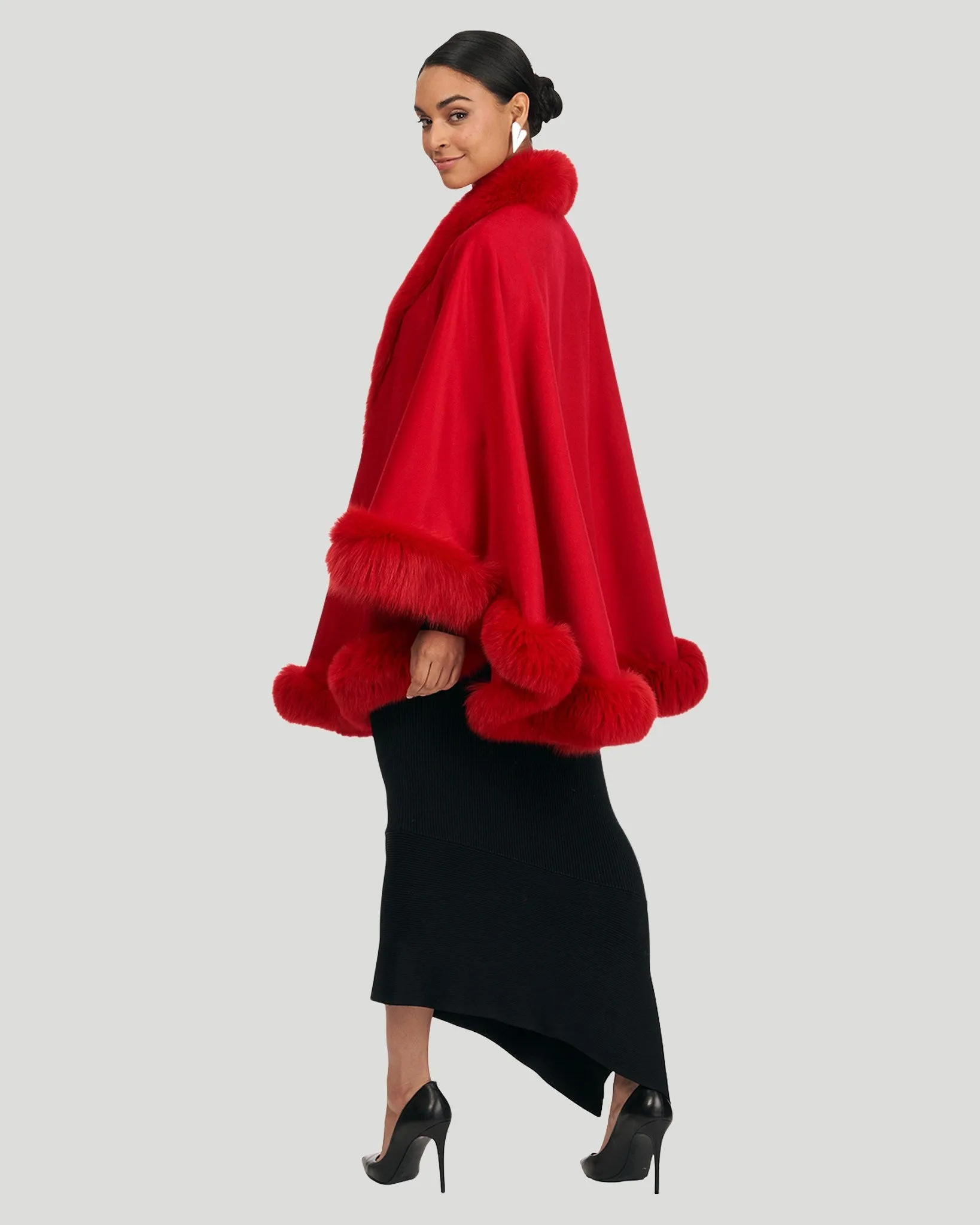 Cashmere Cape with Fox Trim