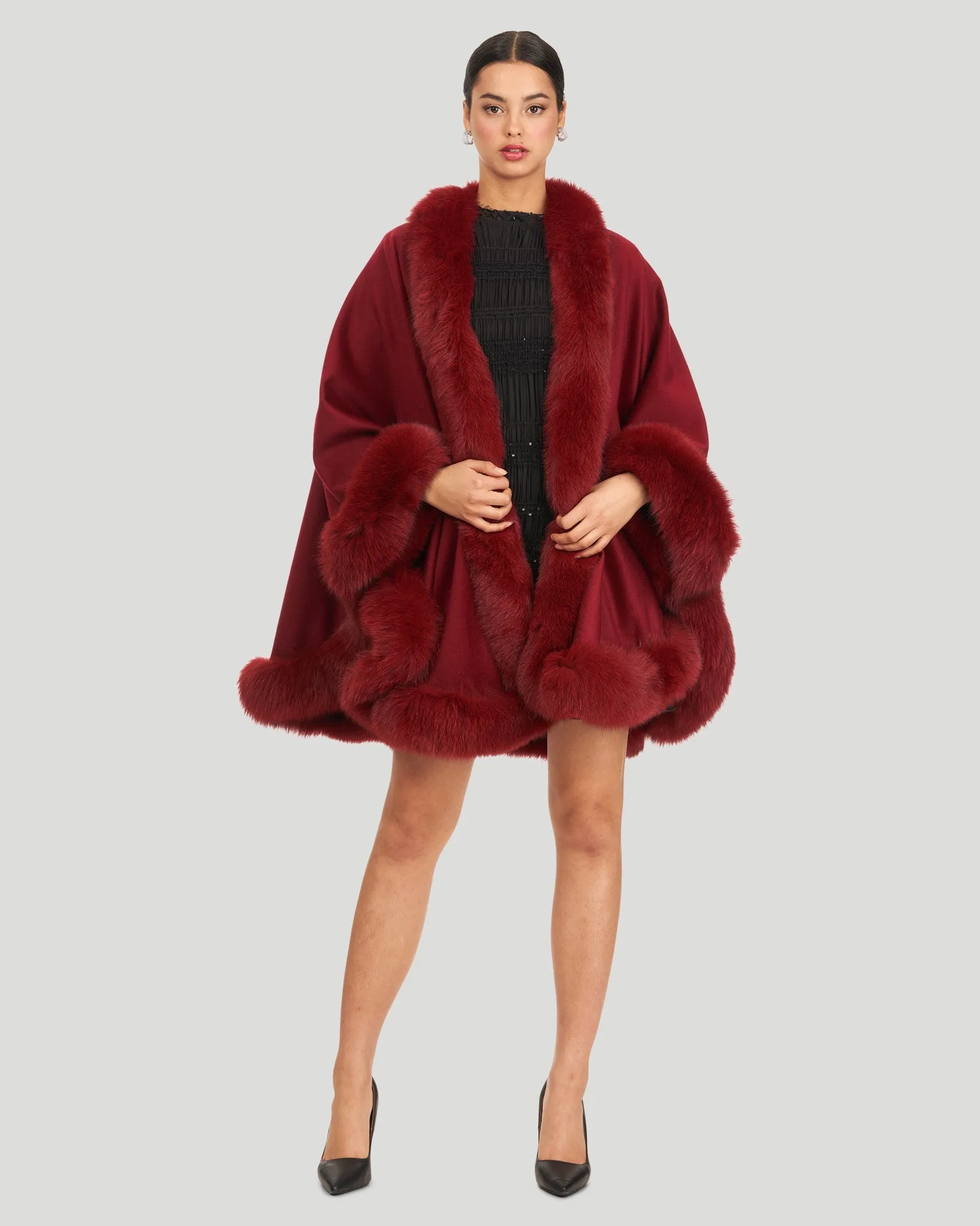 Cashmere Cape with Fox Trim