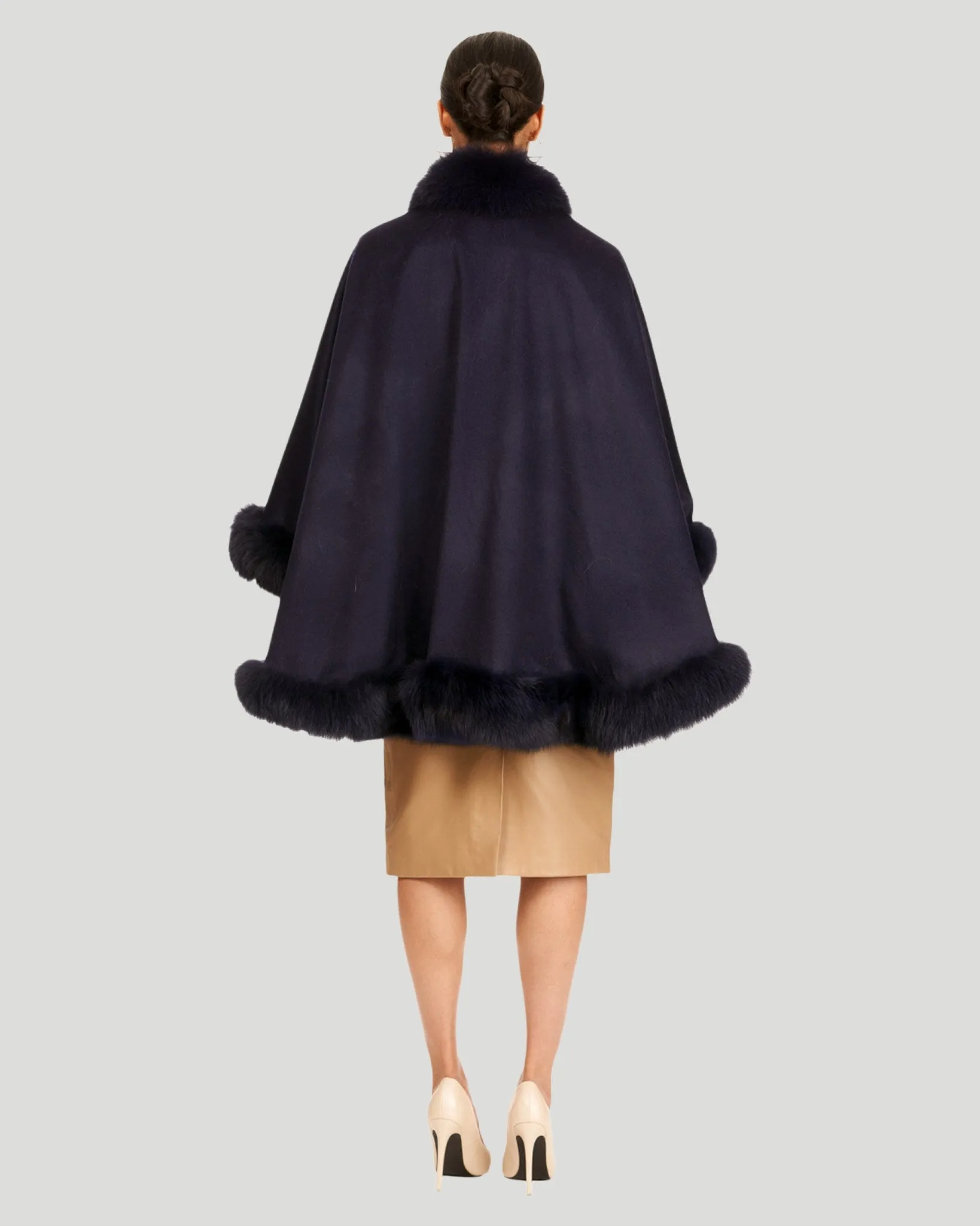 Cashmere Cape with Fox Trim