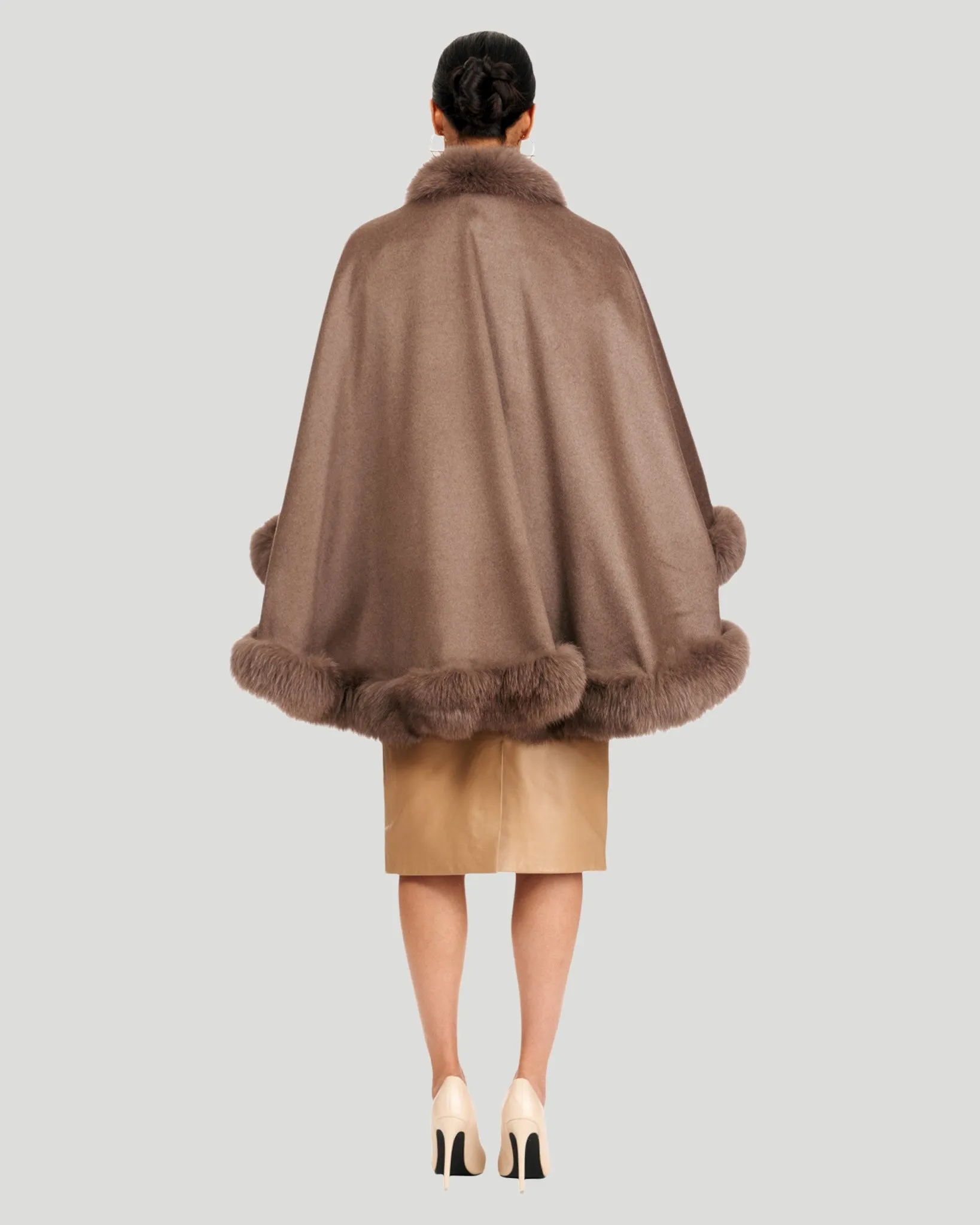 Cashmere Cape with Fox Trim