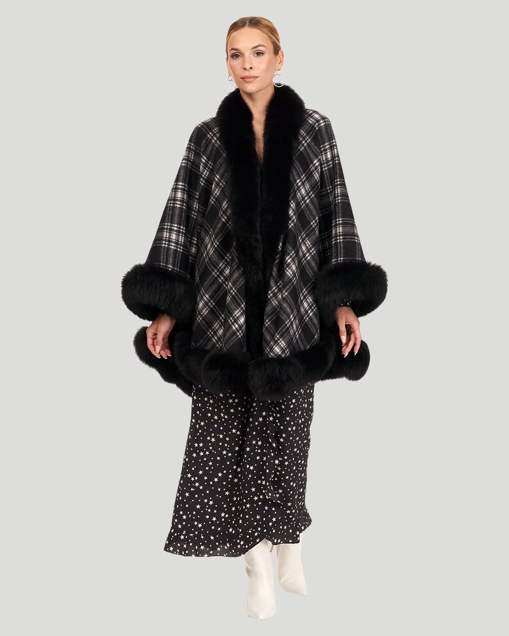 Cashmere Cape with Fox Trim