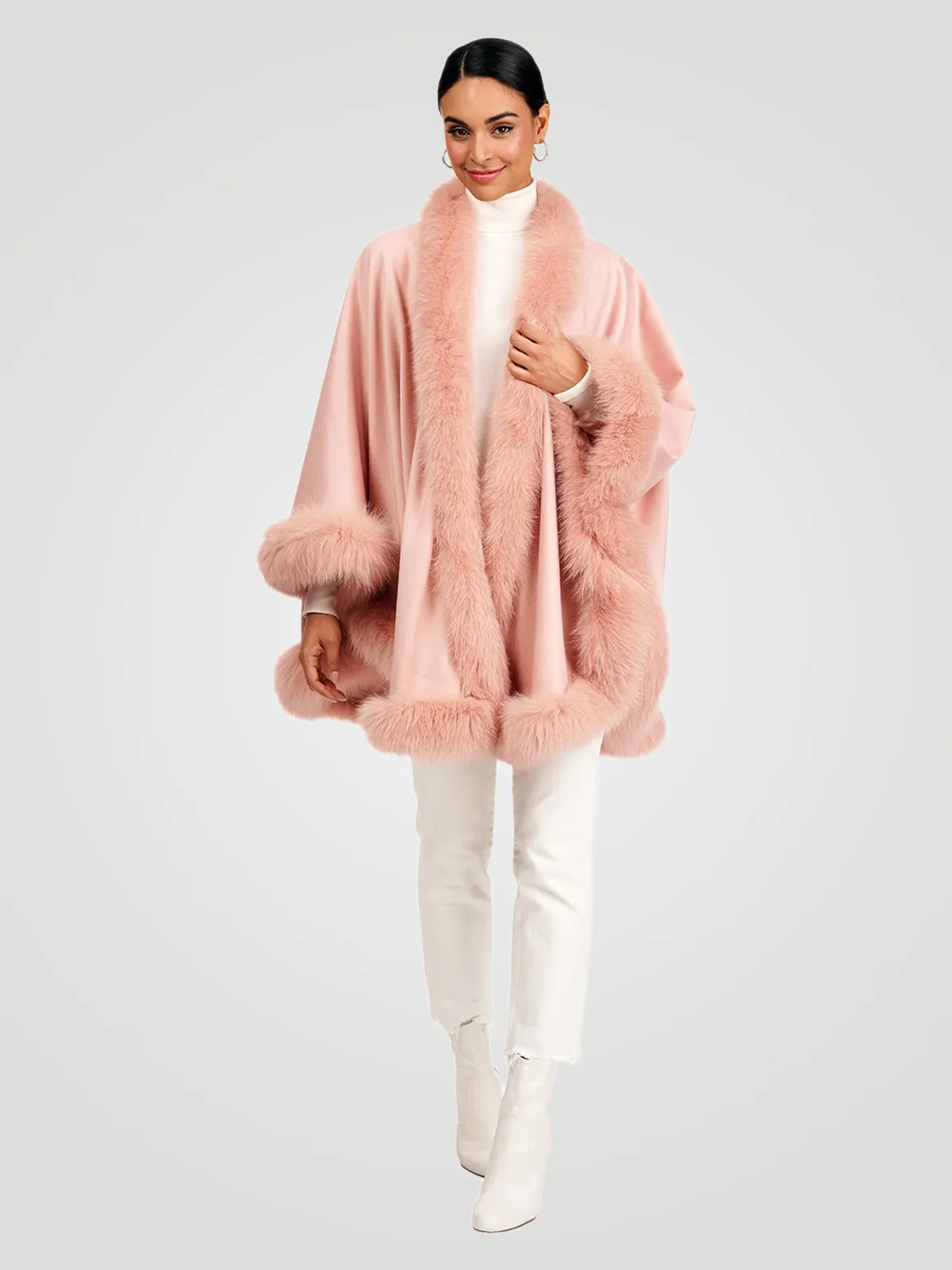 Cashmere Cape with Fox Trim