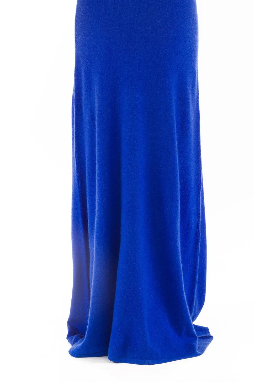 CASHMERE MAXI FITTED DRESS ROYAL BLUE