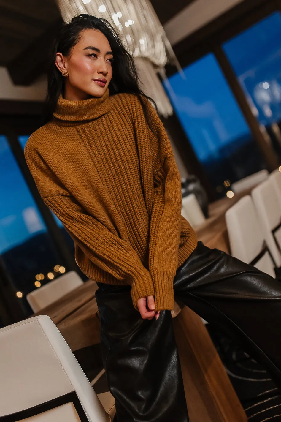 Catherine Turtleneck Sweater in Brown - FINAL SALE