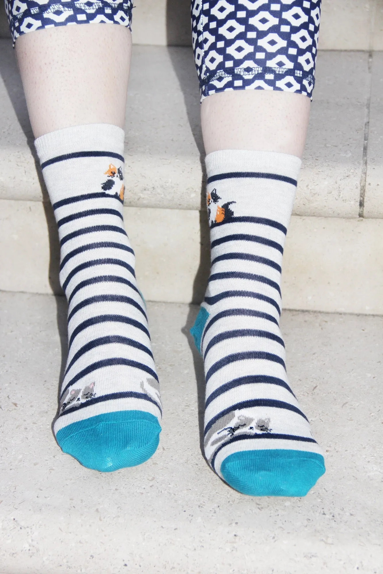 Cats Print  Pale Grey Women's Socks