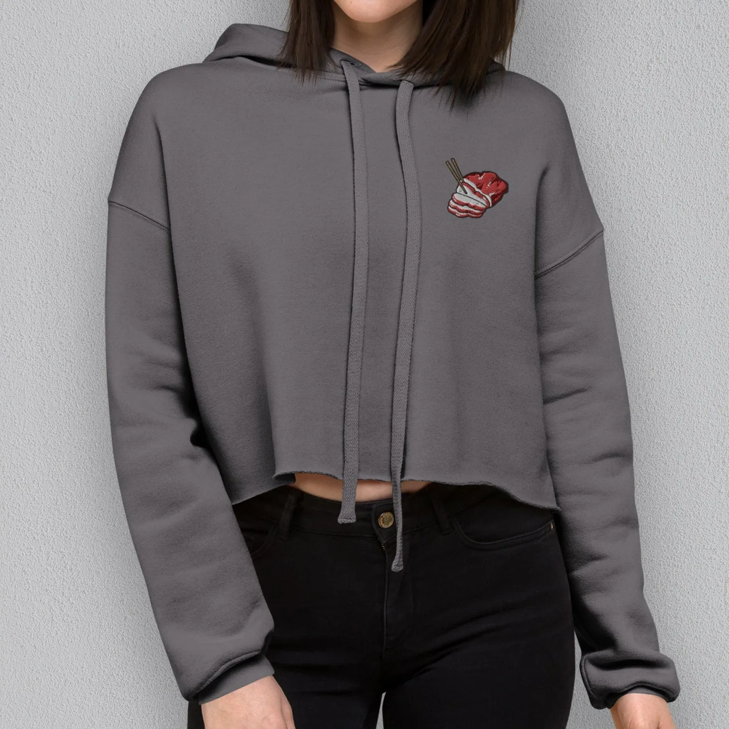 Char Siu Embroidered Crop Hoodie