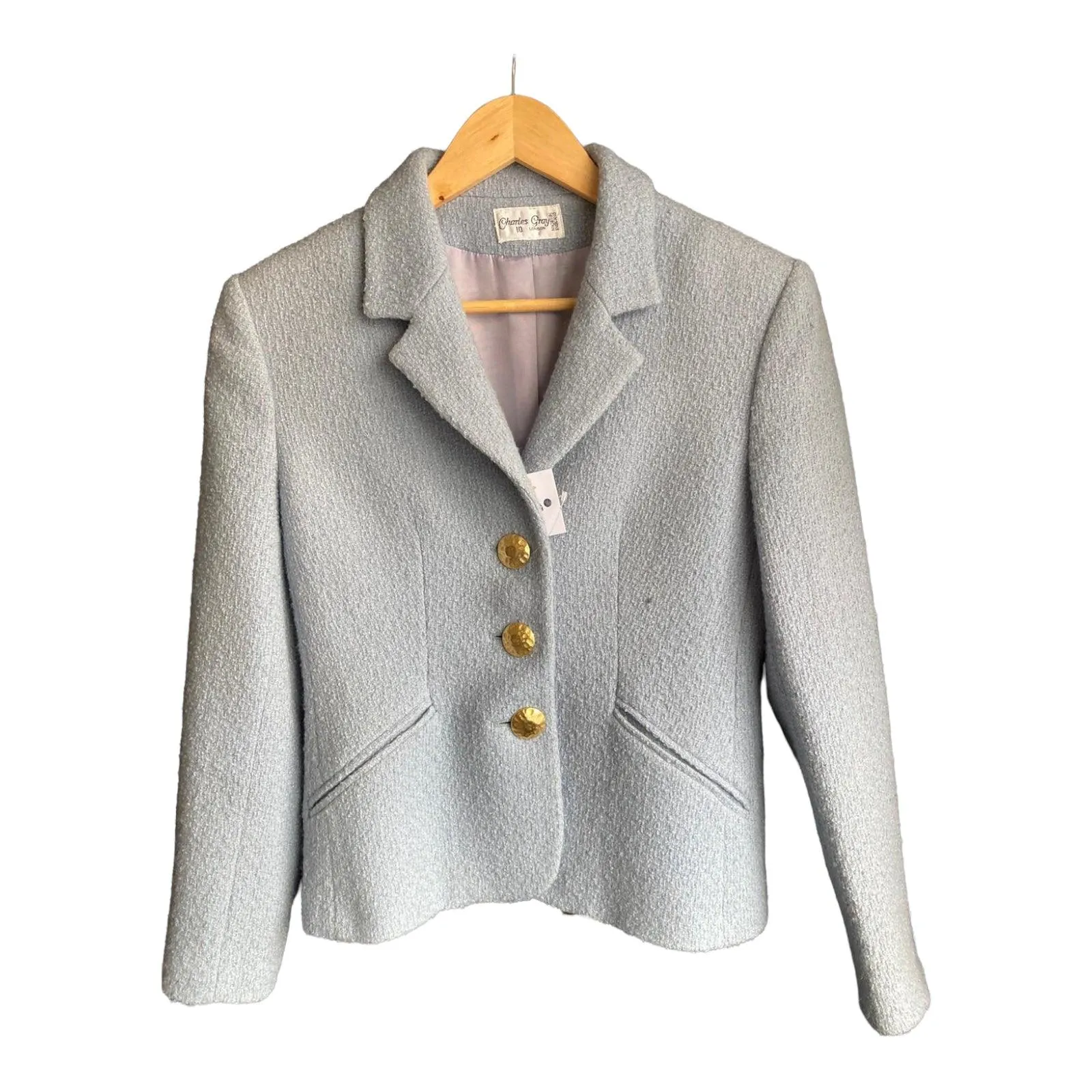 Charles Gray Wool Pale Blue Skirt Suit Jacket UK Size 10 Skirt UK Size 12