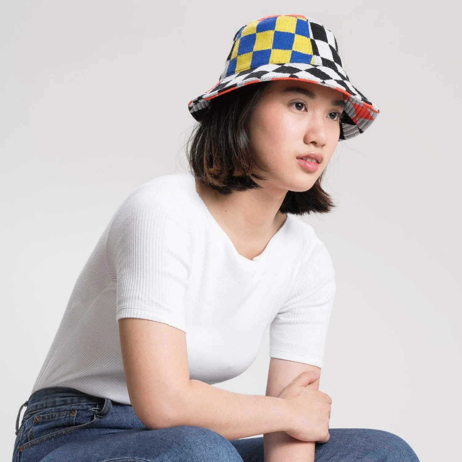 Checkerboard Patchwork Bucket Hat