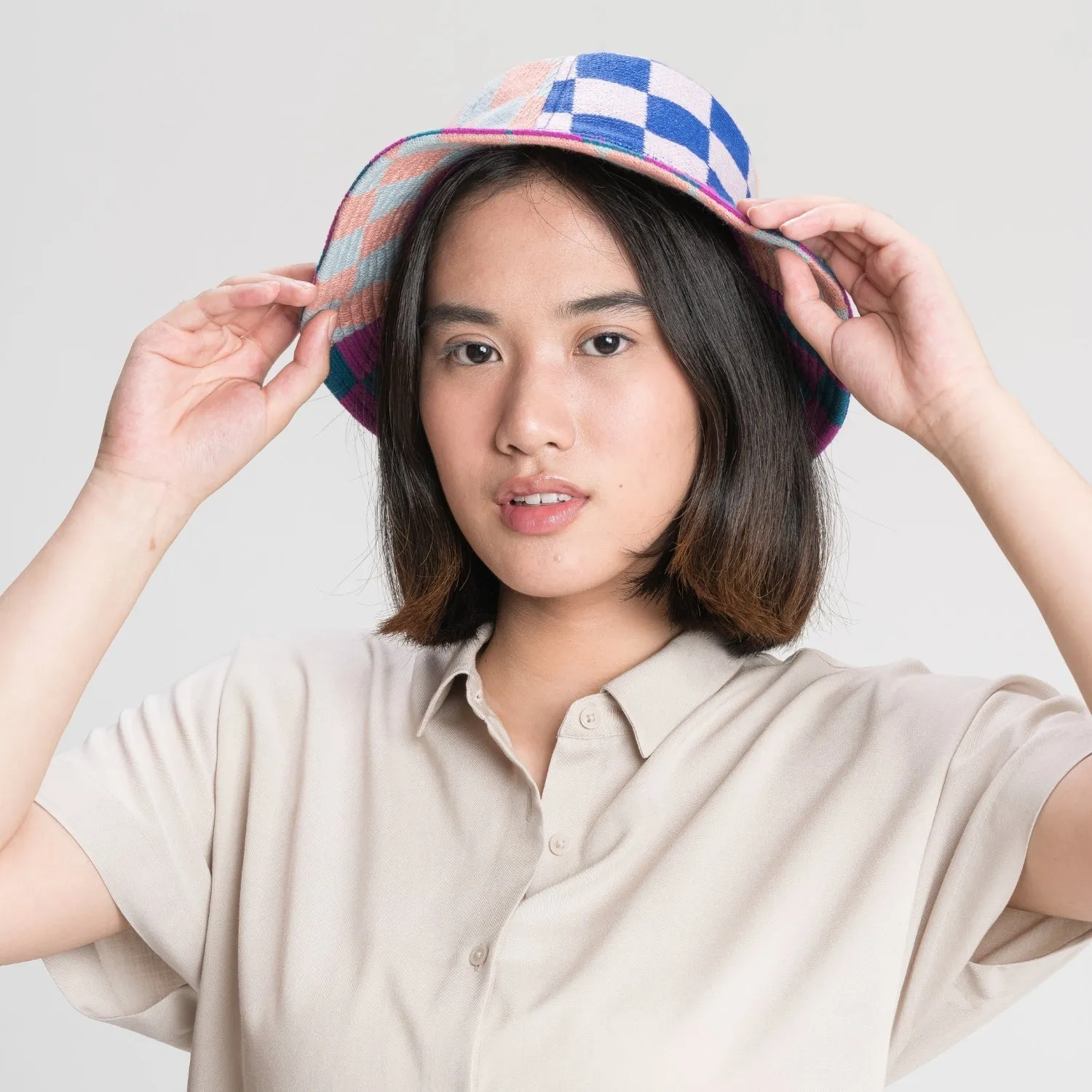 Checkerboard Patchwork Bucket Hat