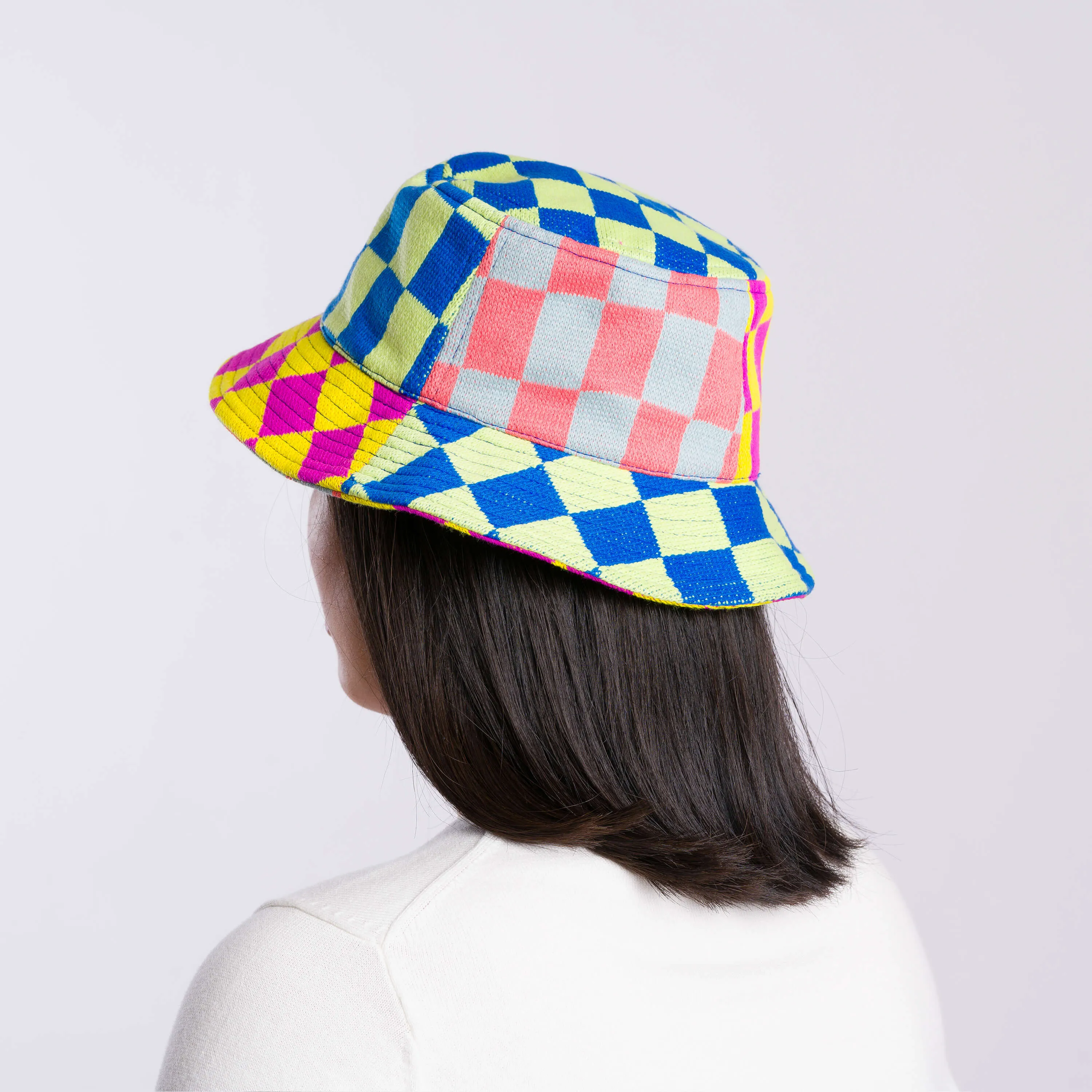 Checkerboard Patchwork Bucket Hat