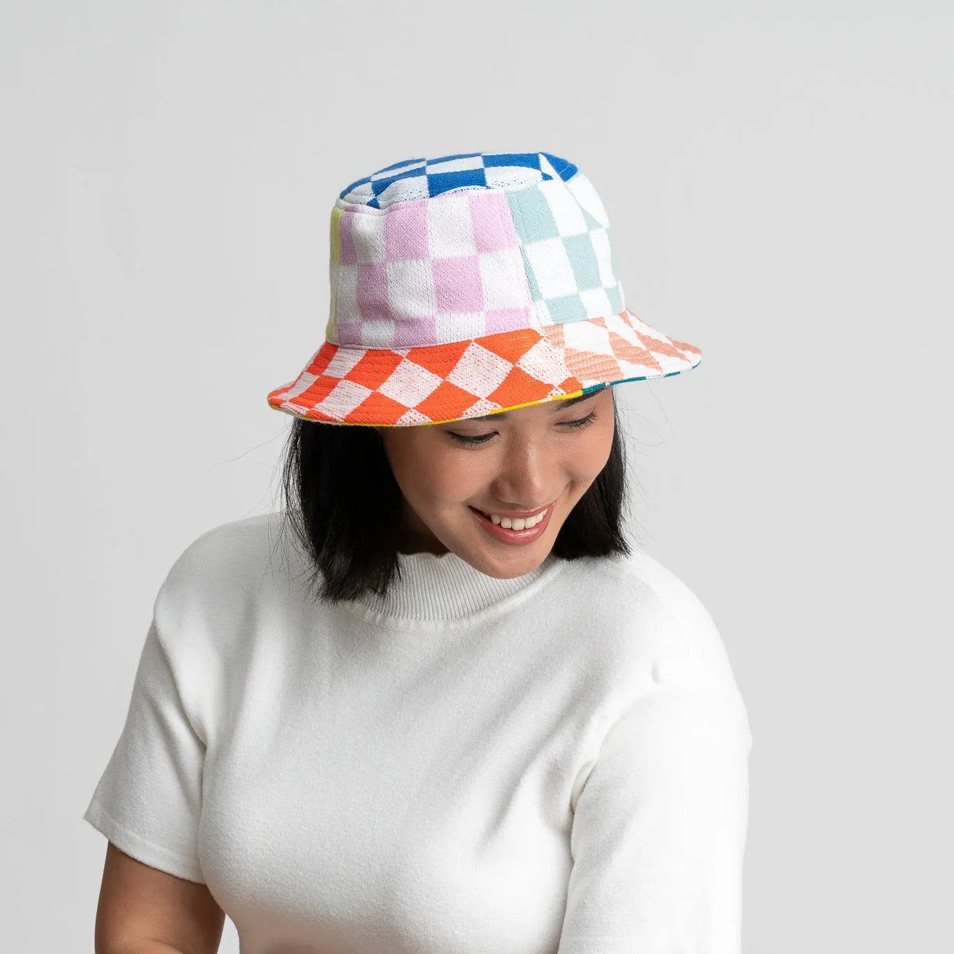 Checkerboard Patchwork Bucket Hat