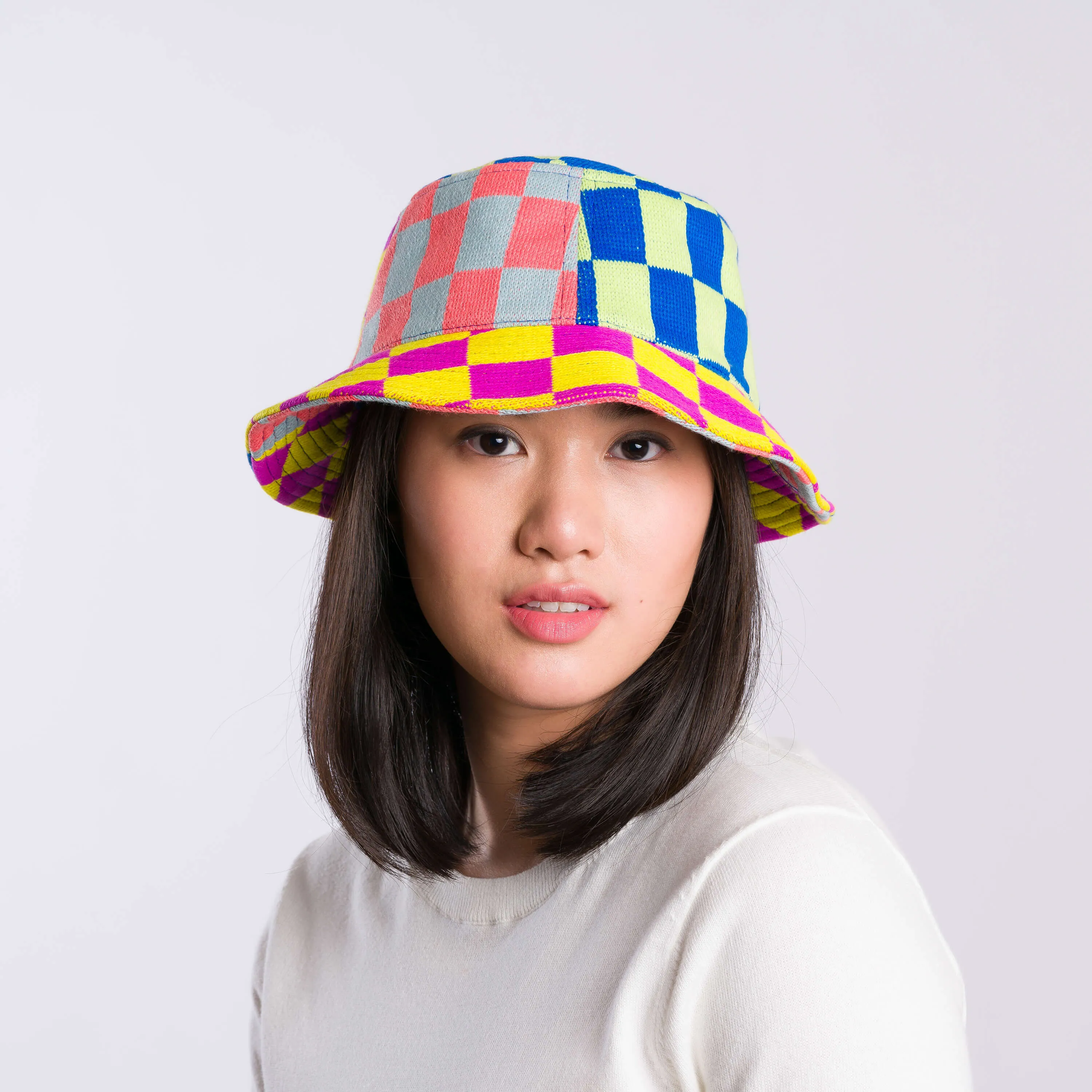 Checkerboard Patchwork Bucket Hat