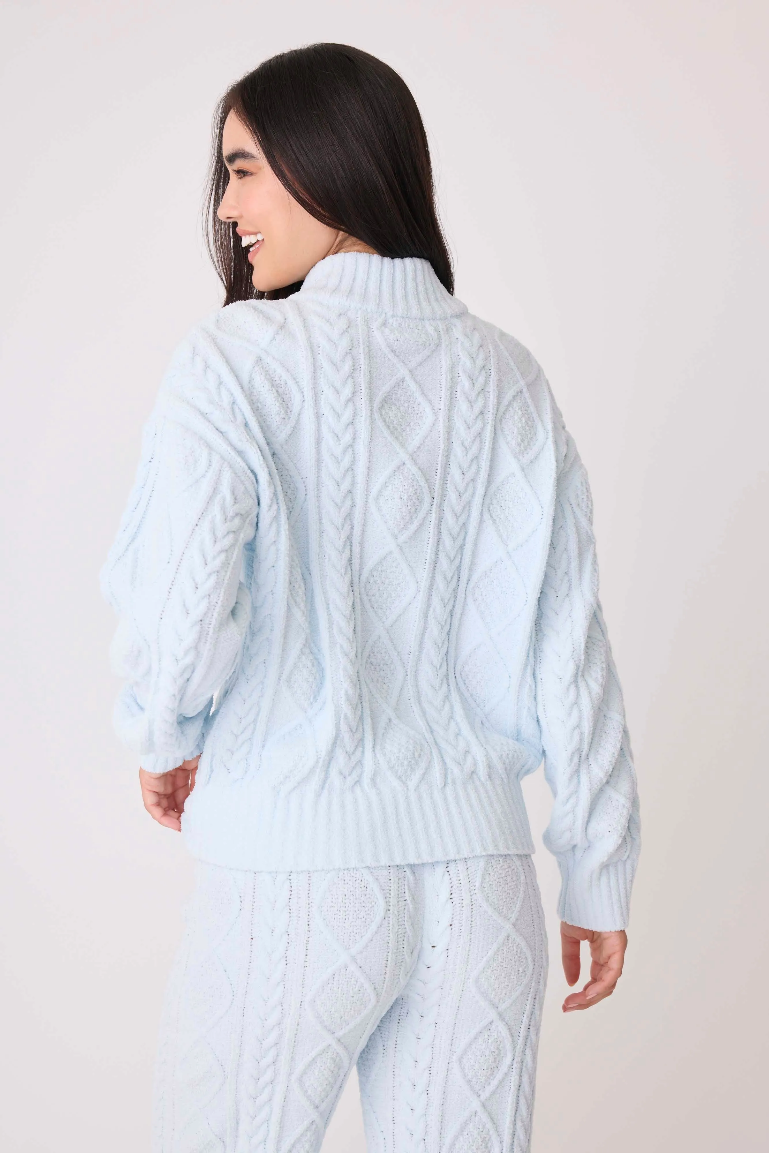 Chenille Cozy Cable Quarter Zip Sweater