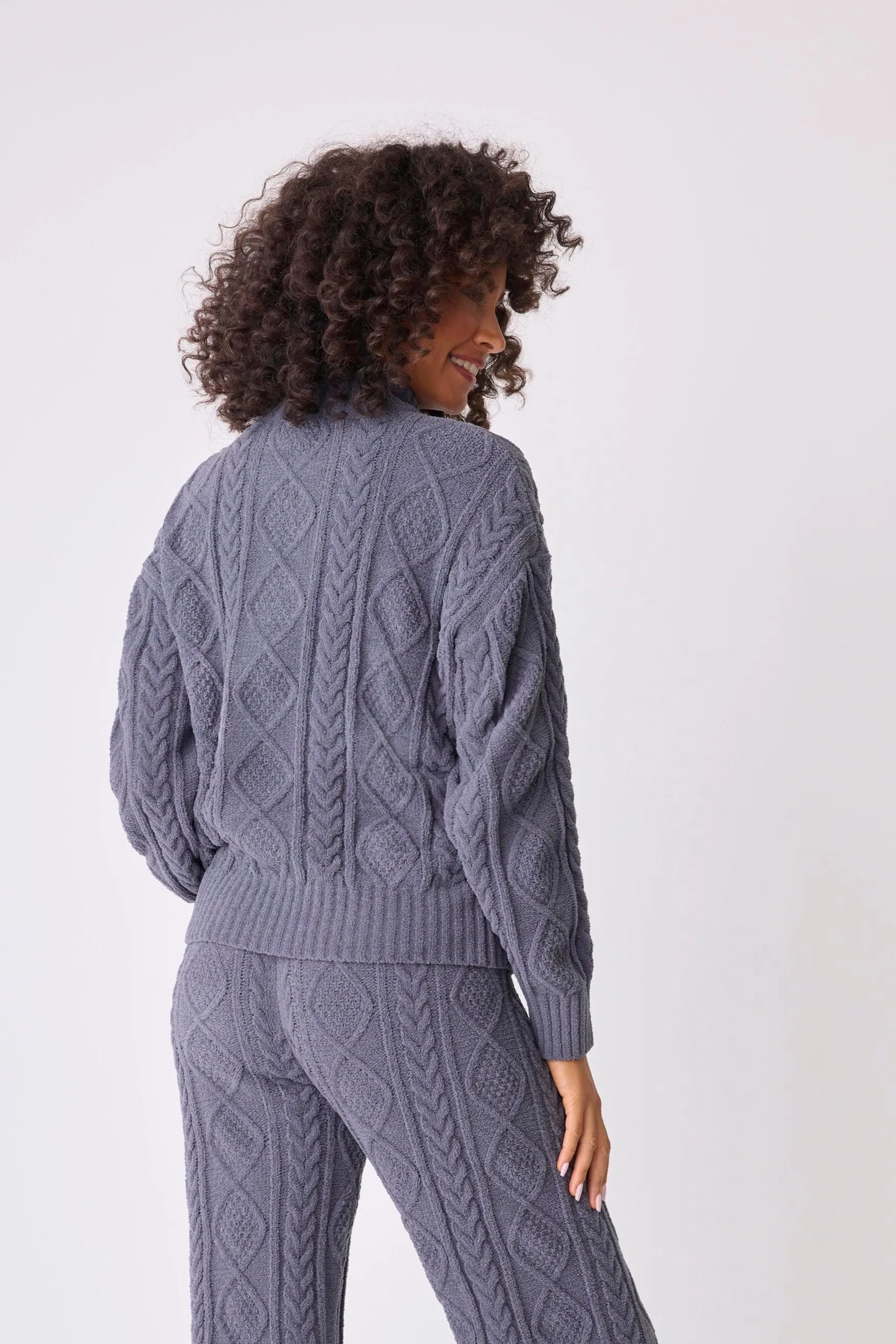 Chenille Cozy Cable Quarter Zip Sweater