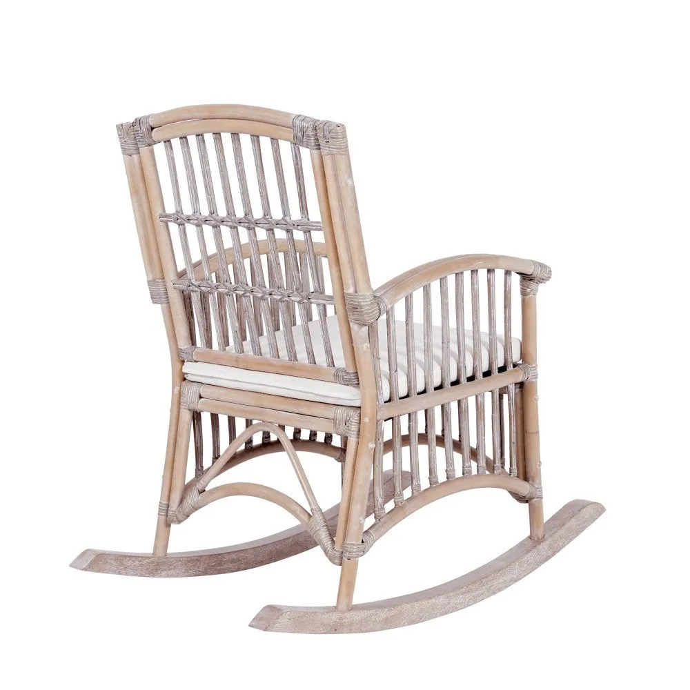 Clarissa Bohemian Farmhouse Woven Rattan/Wood Rocking Chair