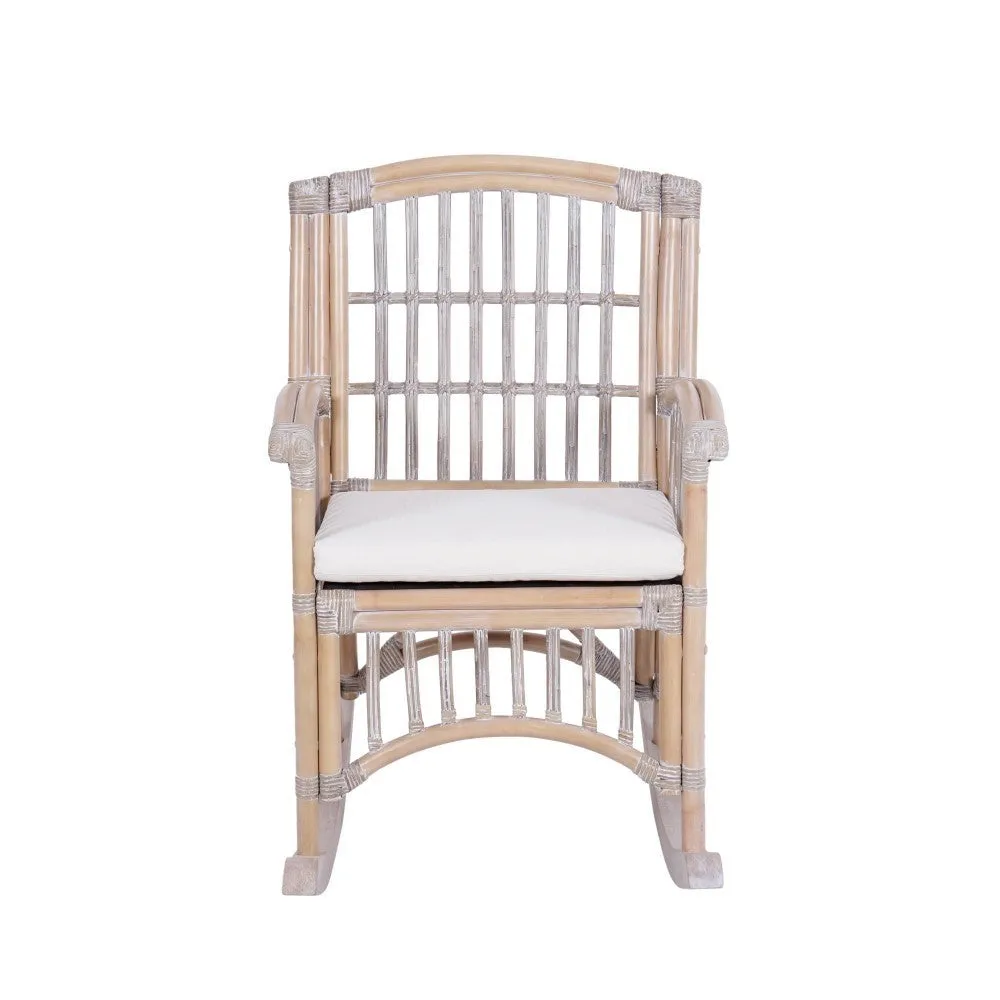 Clarissa Bohemian Farmhouse Woven Rattan/Wood Rocking Chair