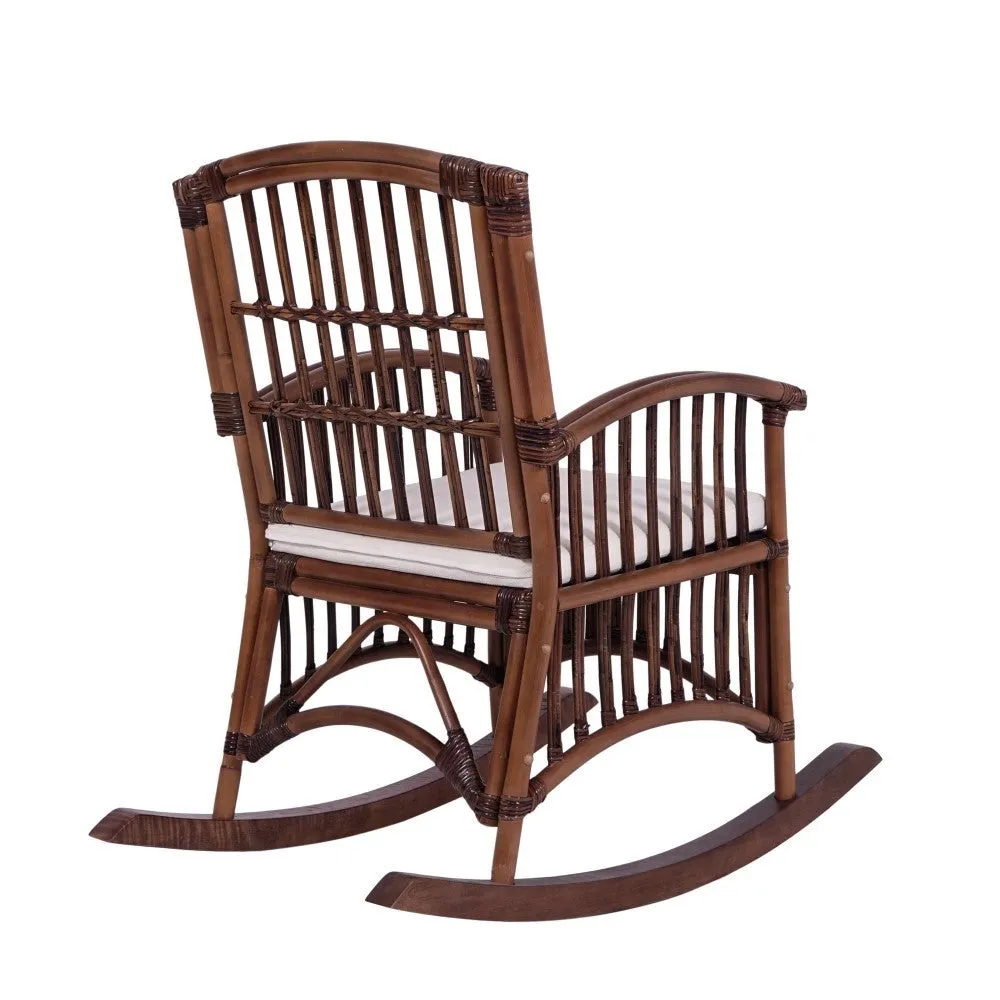 Clarissa Bohemian Farmhouse Woven Rattan/Wood Rocking Chair