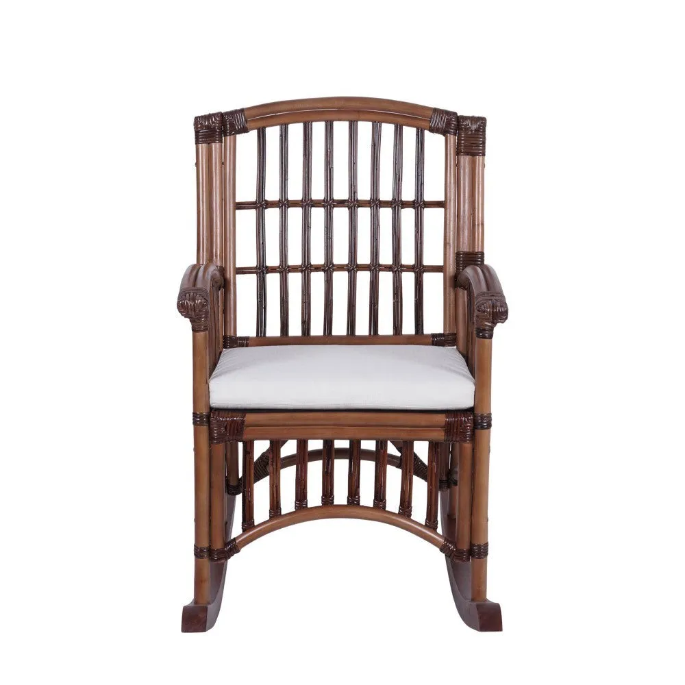 Clarissa Bohemian Farmhouse Woven Rattan/Wood Rocking Chair