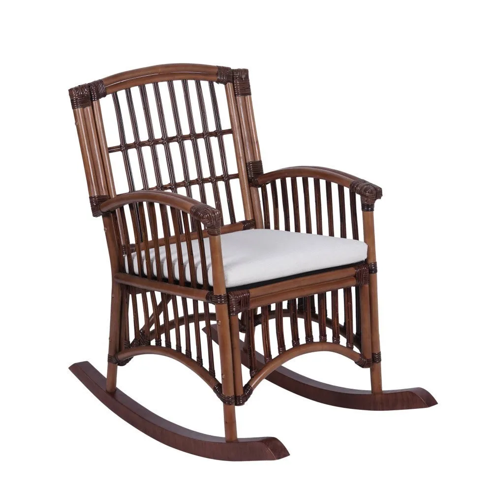 Clarissa Bohemian Farmhouse Woven Rattan/Wood Rocking Chair