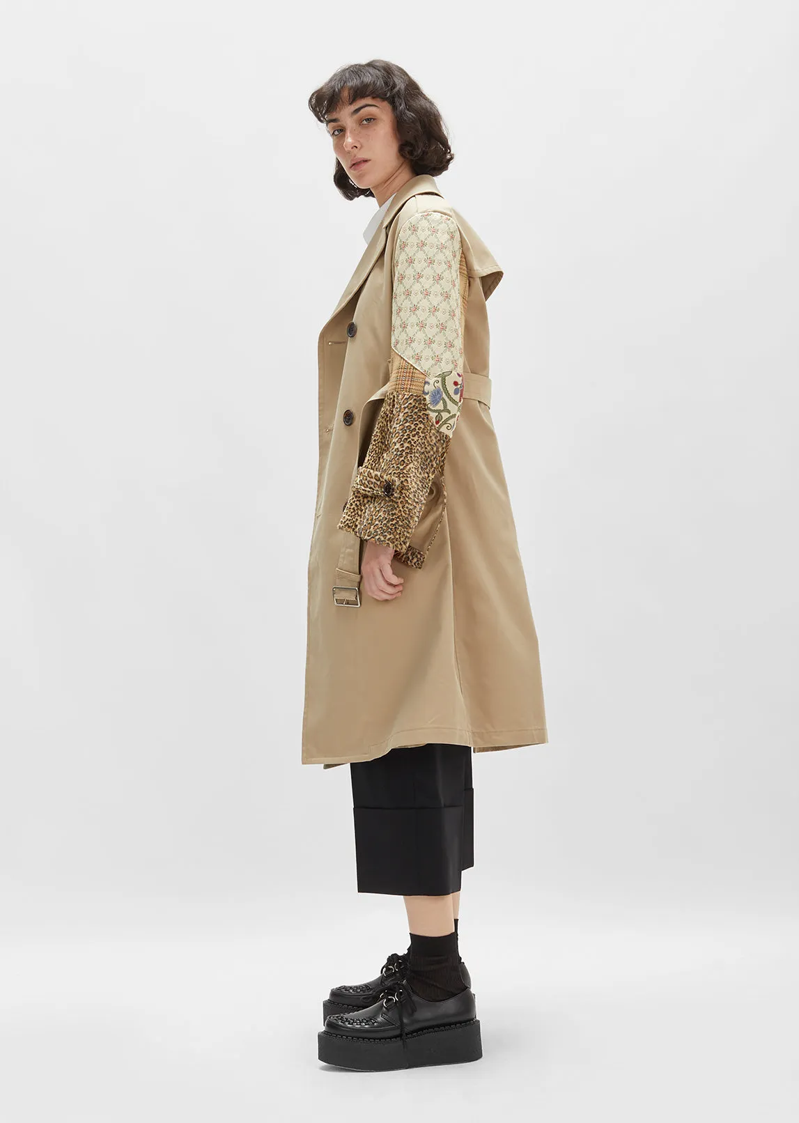 Cotton Patchwork Trench Coat