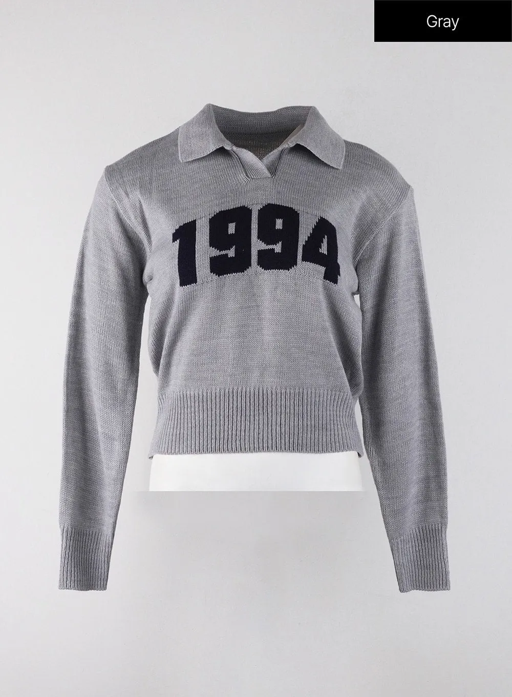 Crop Collar Lettering Sweater OJ404