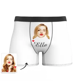 Custom Face And Name Colorful Boxer Shorts, Custom Underwear For Men