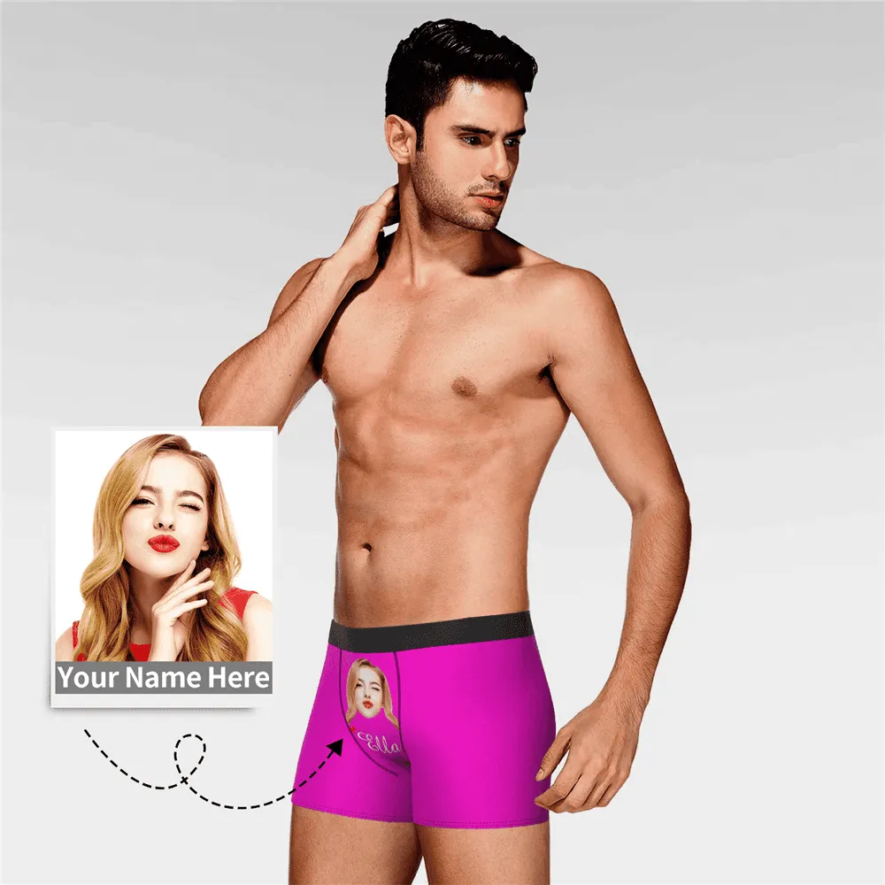 Custom Face And Name Colorful Boxer Shorts, Custom Underwear For Men