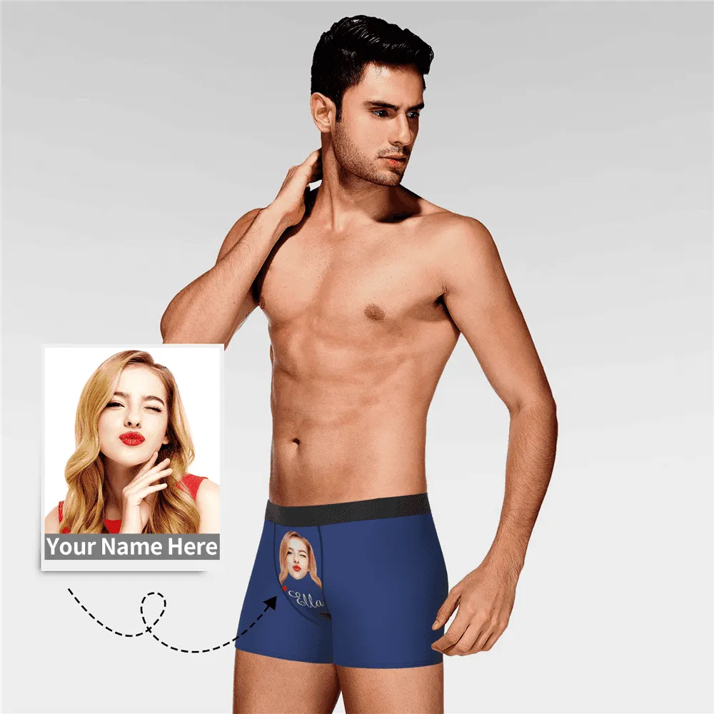 Custom Face And Name Colorful Boxer Shorts, Custom Underwear For Men