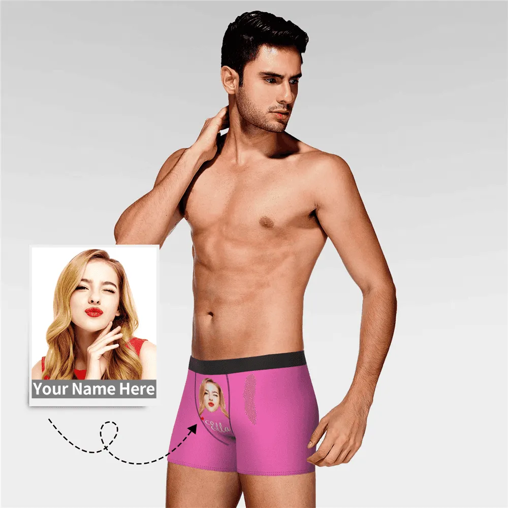 Custom Face And Name Colorful Boxer Shorts, Custom Underwear For Men