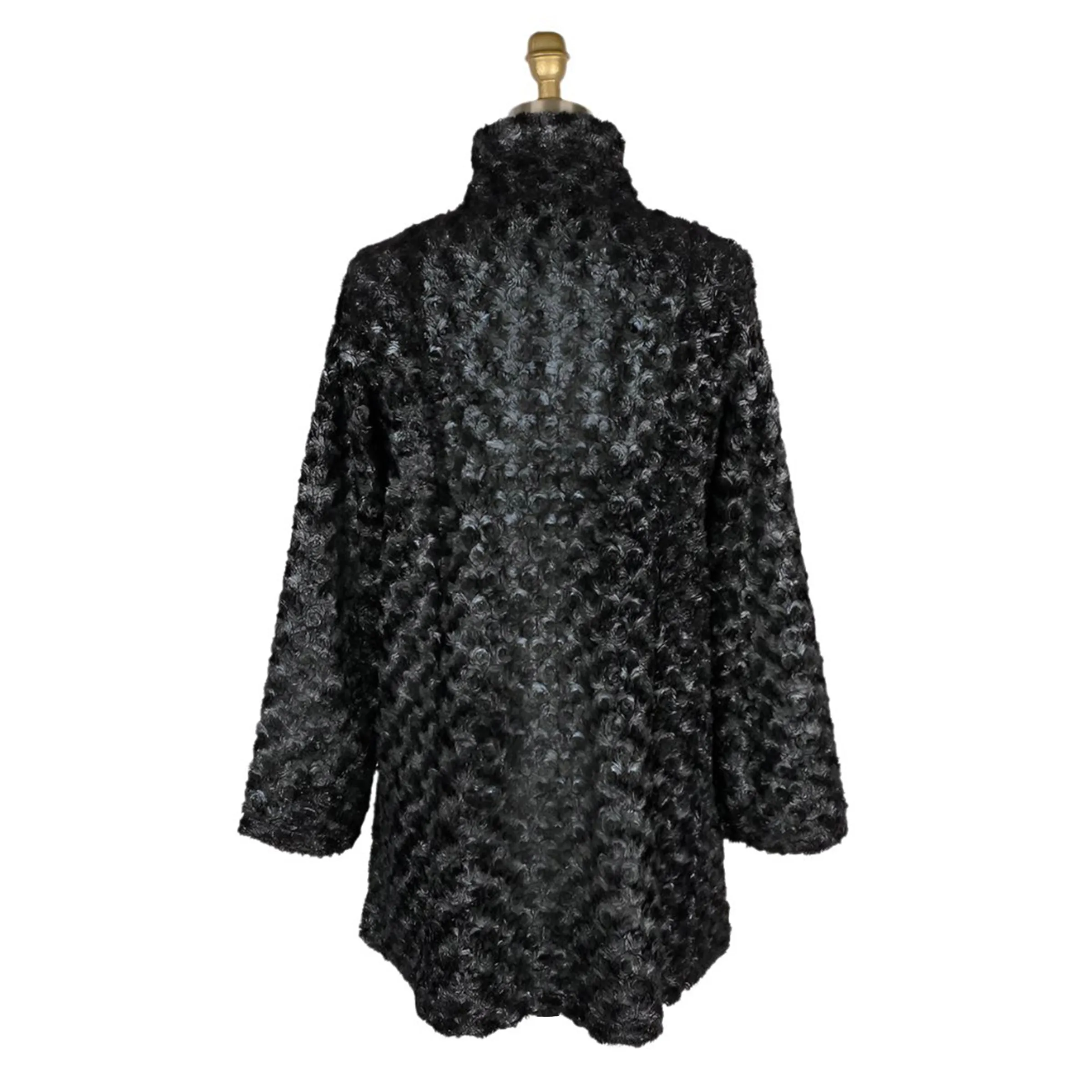 Damee Rosette Swirl Faux Fur Coat in Silver/Black - 4924-SLV