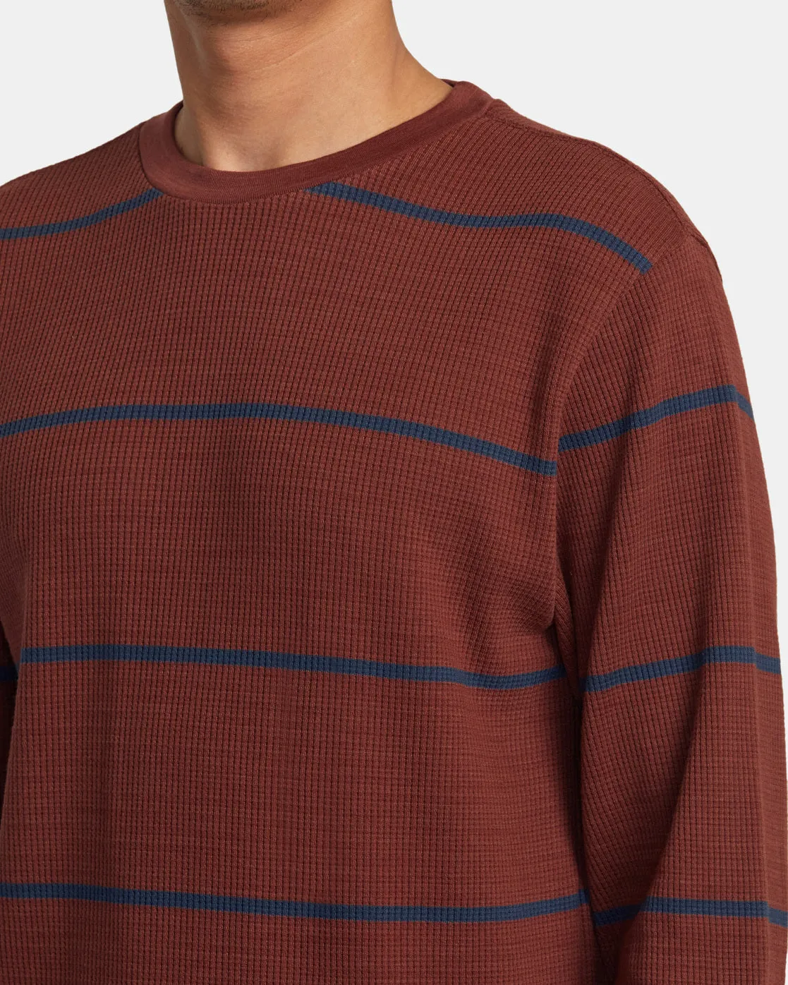 Dayshift Thermal Stripe Long Sleeve - Red Earth