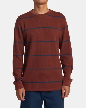 Dayshift Thermal Stripe Long Sleeve - Red Earth