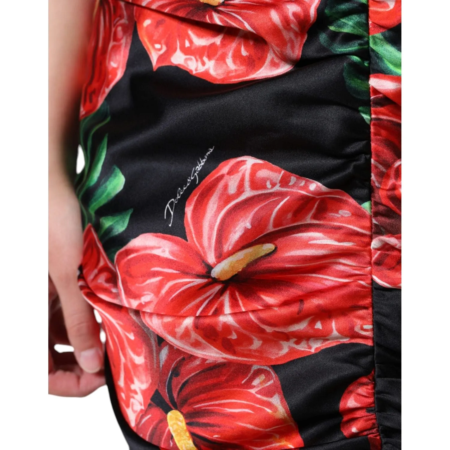 Dolce & Gabbana Black Tropical Floral Sheath Maxi Dress