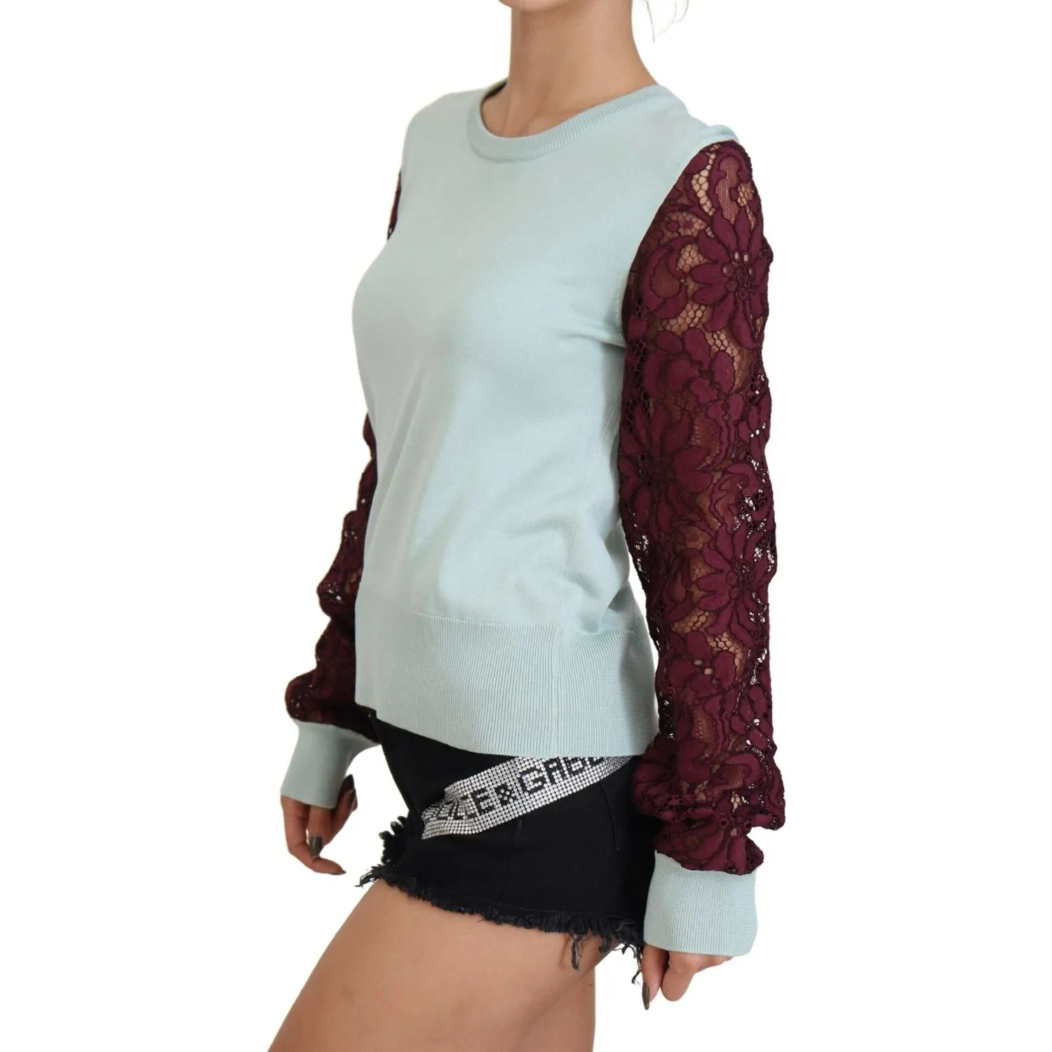 Dolce & Gabbana Elegant Multicolor Lace Silk Blend Sweater