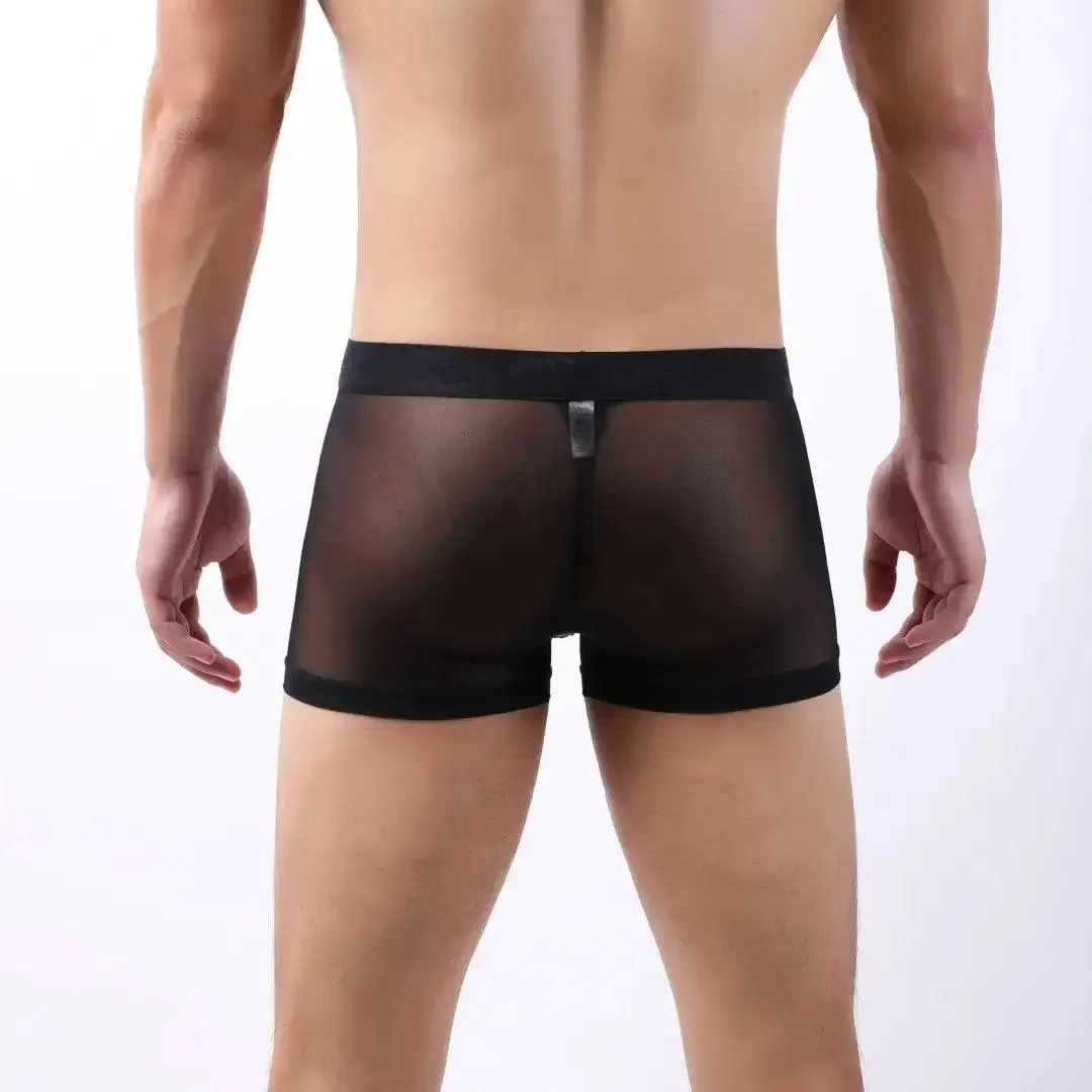 DomiGe Men's Mesh Boxers Sexy See-Through Underwear