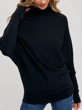 Ellen Slouch Neck Pullover - Black