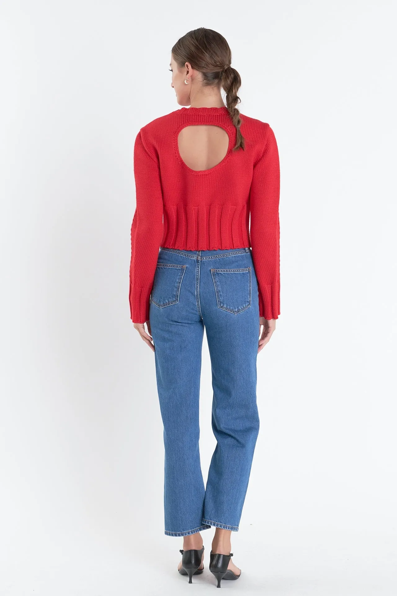 English Factory - Open Back Cropped Sweater