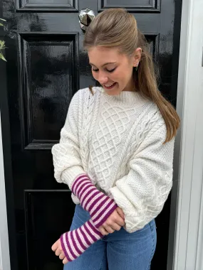 English Weather Pink/Purple Cashmere Wrist Warmers