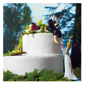 Fisherman Bride and Groom Fishing Wedding Cake Topper