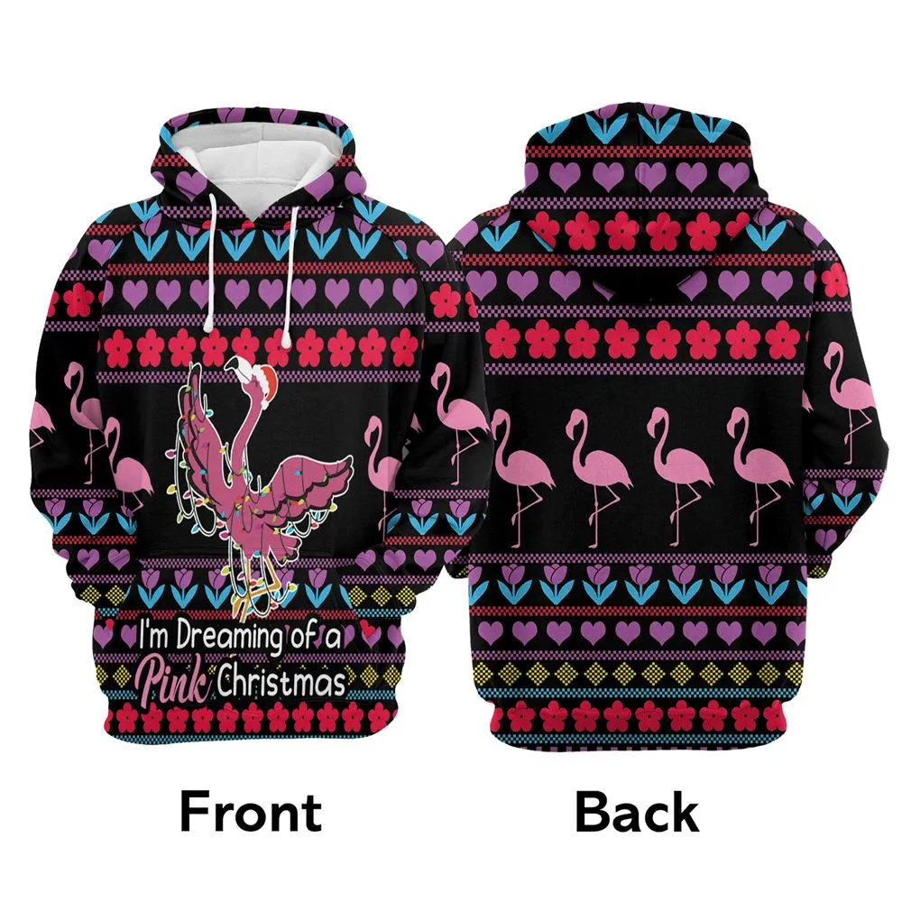 Flamingo Pink Christmas All Over Print 3D Hoodie For Men And Women, Best Gift For Dog lovers, Best Outfit Christmas