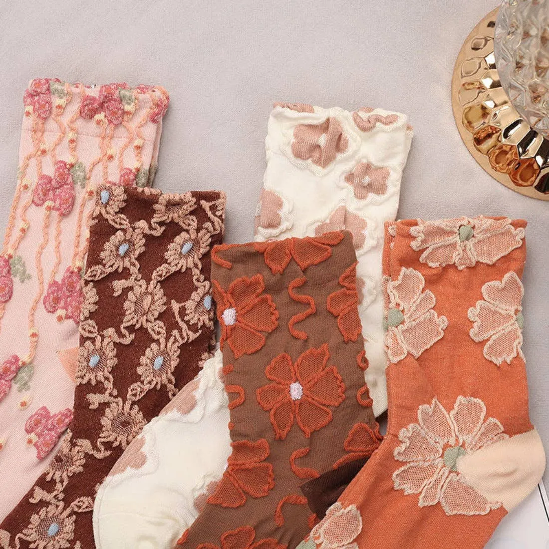 Floral Embossed Women's Socks