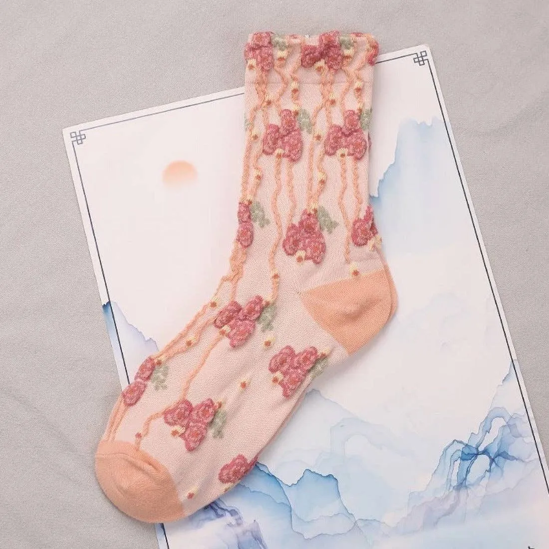 Floral Embossed Women's Socks