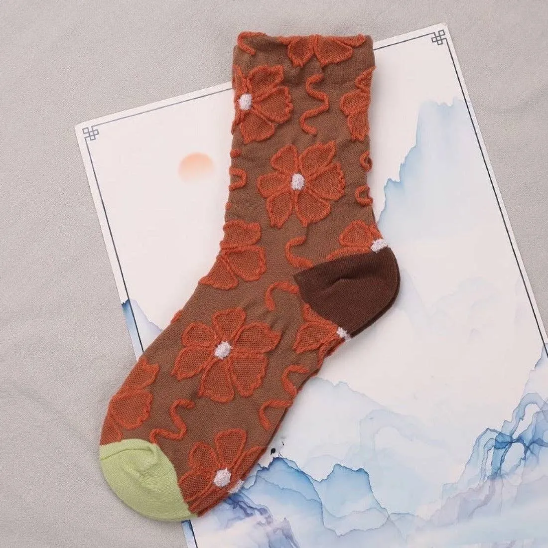 Floral Embossed Women's Socks