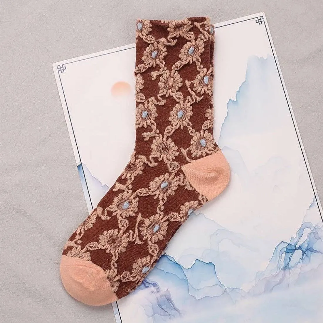 Floral Embossed Women's Socks