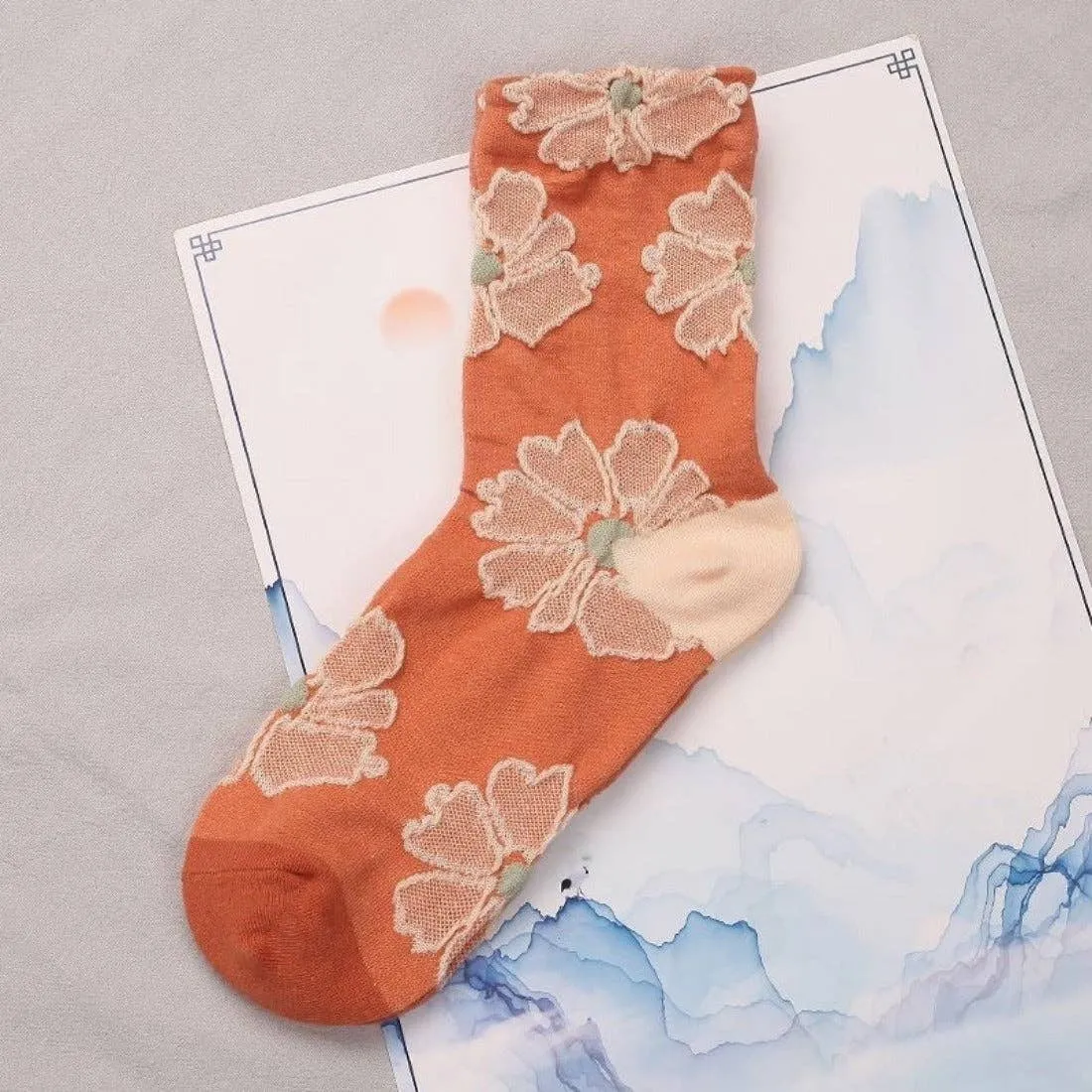 Floral Embossed Women's Socks